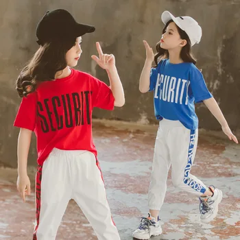 

Teen Girls Clothing Sports Suit Girls 2020 Summer Letter Short-sleeved Set 2Pcs Children's Wear Tracksuit 8 12 Year Kids Clothes