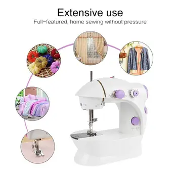 

Mini Electric Handheld Sewing Machine Dual Speed Adjustment With Light Foot AC100-240V Double Threads Pendal Sewing Machine
