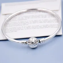 925 пробы серебряный браслет Изящный бант застежка цепочка-змейка с кристаллами базовый браслет для шармов Подходит для женщин шарик шарм Diy ювелирные изделия