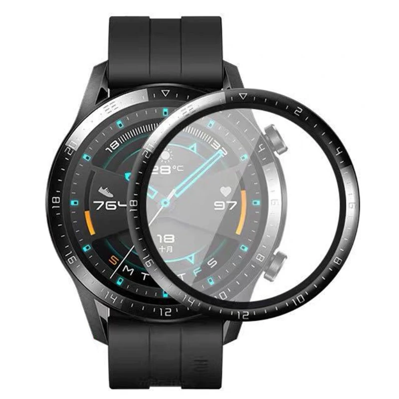 2pcs/set Protective Film for watch gt2 42mm/46mm GT2E Hot Bending Full Screen Curved Surface Smartwatch Protector | Электроника