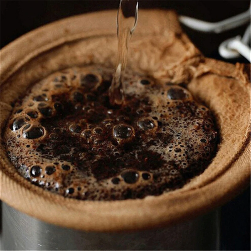 

New Arrive Reusable Coffee Filter Bag With Stainless Steel Handle Flannel Cloth Coffee And Tea Tools