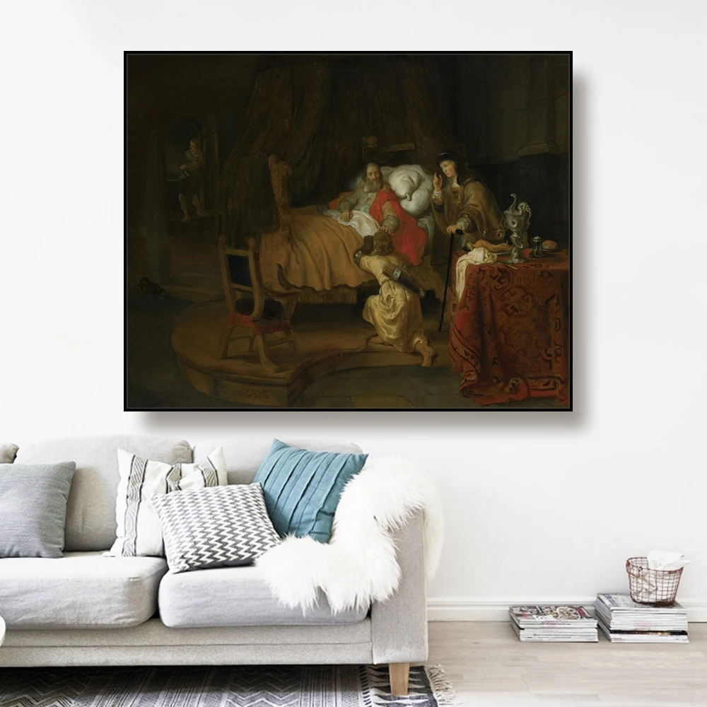 

Cassisy Canvas Oil PaintingIsaac blesses JacobEeckhout Art Poster Picture Wall Decor Modern Home Decoration For Living room