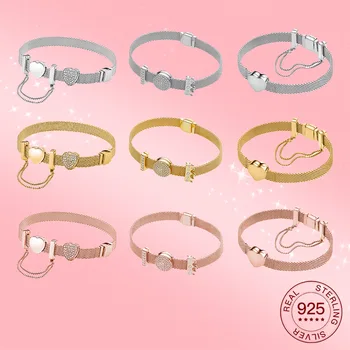 

Real 925 Sterling Silver Bracelet Original Reflexion Charm Suitable For Women DIY Jewelry