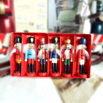 

6Pcs/Set Wooden Nutcracker Puppets Doll Toy Christmas Pendant Ornament Holiday Figurines Children Gifts
