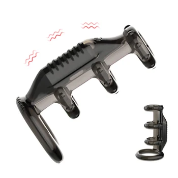 Male Vibrating Penis Ring For Ejaculation Retarding G Spot Vagina Stimulation Penis Caps Vibrator Sex Toy Vibrating Sadomaso 2