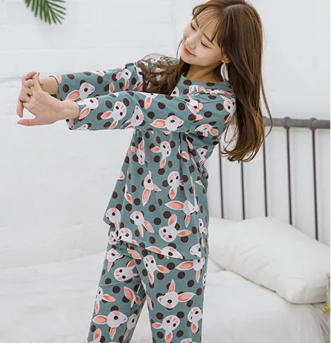 No. 5 style MS Autumn and winter cute pajamas set ladies large cartoon animal long sleeve suit women's pajamas home suit women's pajamas new - Цвет: No. 5 style