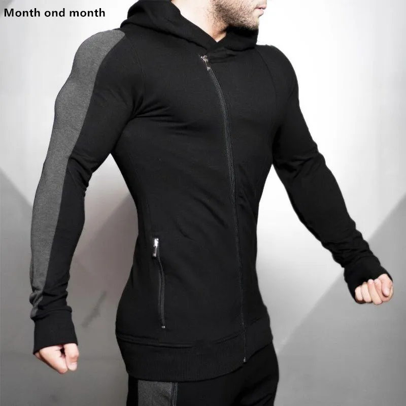 

Mens Fitness Bodybuilding Sweatshirt Hoodie Gyms Workout Hooded Zipper Jacket Male Joggers Sportswear Casual Brand Clothing Tops