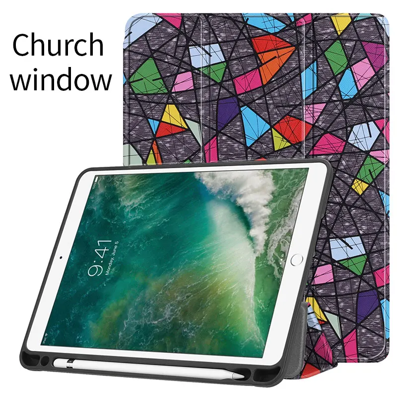 Ase для iPad Air 2 Air 1 Pro 9,7 серия картин чехол с держателем карандаша Авто Режим сна Пробуждение Стенд смарт-чехол - Цвет: Church window