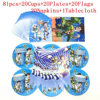 

Party Disposable Tableware Set Toy Story Paper Cup Plate Flags Supplies for Kid Birthday Party Decor Baby Shower Party Supplies