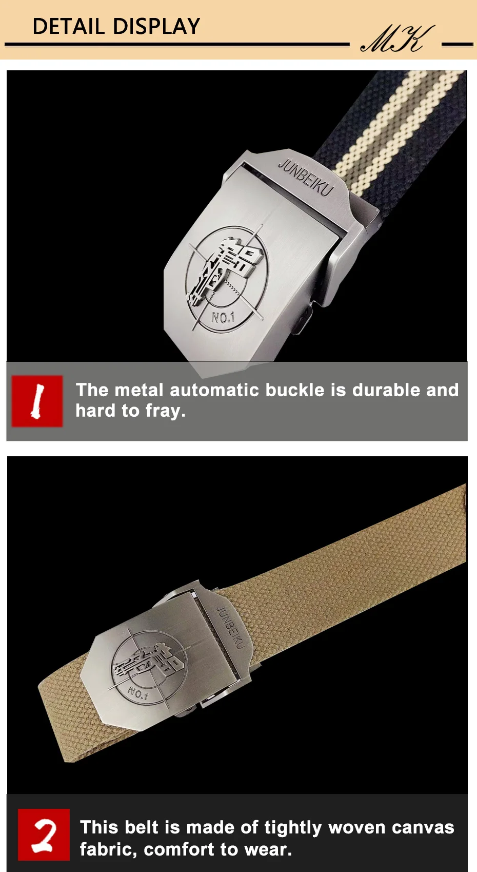 Maikun Metall Automatische Schnalle Leinwand Gürtel für Männer Military Tactical Männer Gürtel Casual Stil Männer Gürtel – Detail 8
