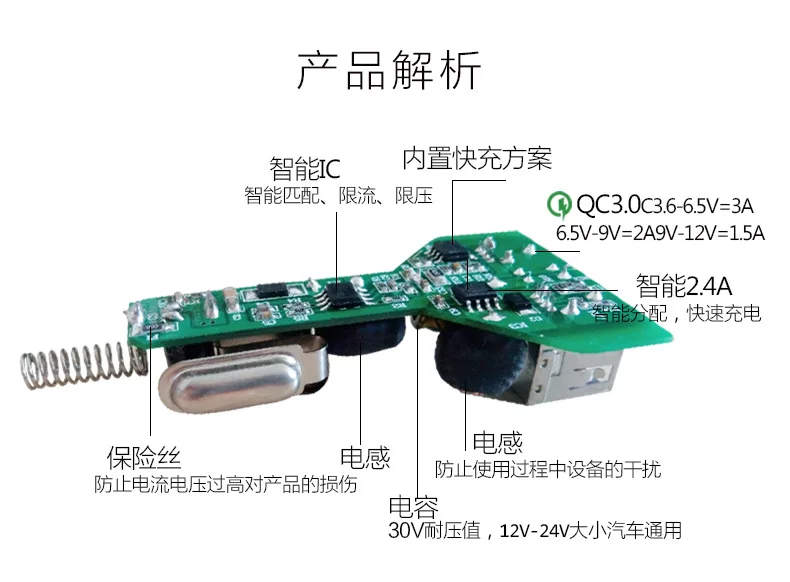 Автомобильное зарядное устройство для быстрой зарядки Qc3. Автомобильное зарядное устройство двойной USB Автомобильное зарядное устройство для мобильного телефона 0