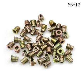 

50pcs Zinc Alloy Furniture Hex socket Drive Head Nut Threaded for Wood Insert Nuts M4*8/10/M5*10/8/13/M6*10/13