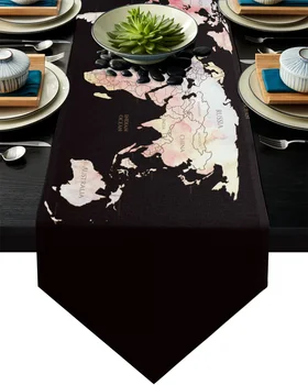 

World Map Retro Table Runner Home Party Dining Table Decorative Wedding Table Decoration Flower Cake Tablecloth