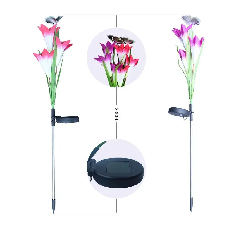 SOLLED 3 светодиода водонепроницаемый Солнечный цветок лилии бабочки Форма сад