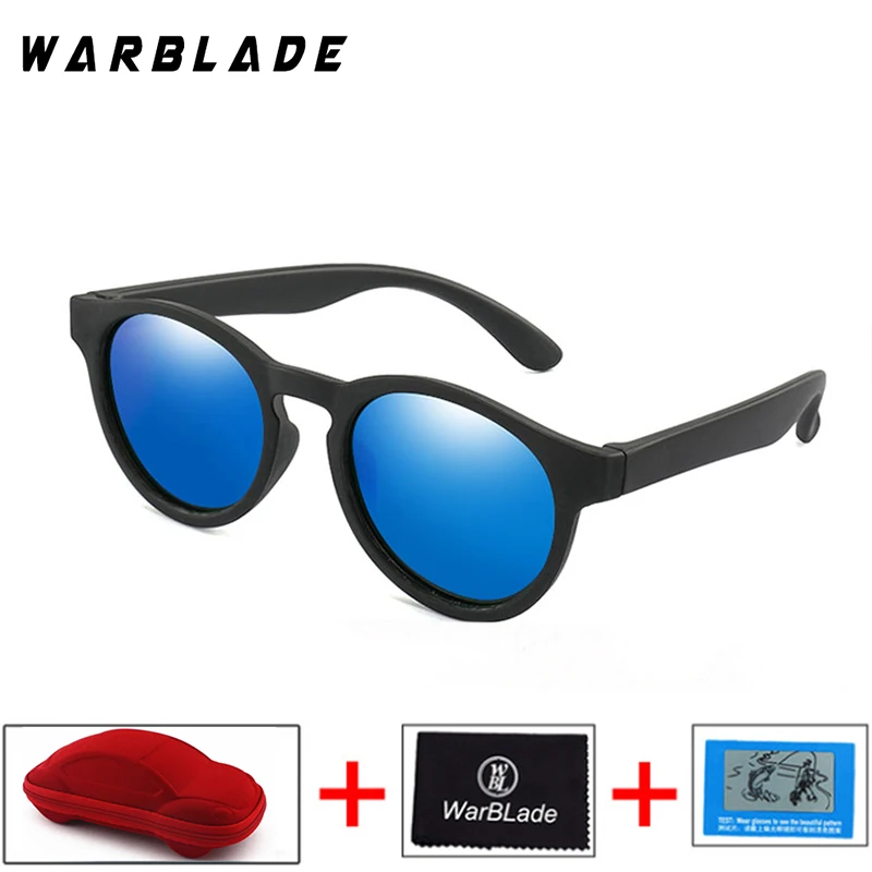 black blue Nodare детская UV400 солнцезащитных очков детей круглые поляризованные TR90 солнцезащитные очки с автомобиля чехол для девочек и мальчиков Детские красочные силиконовые Gafas - Цвет линз: black blue