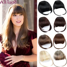 AILIADE Натуральные Прямые Синтетические тупые челки высокотемпературное волокно коричневого цвета для женщин на клипсах полная челка с бахромой волос