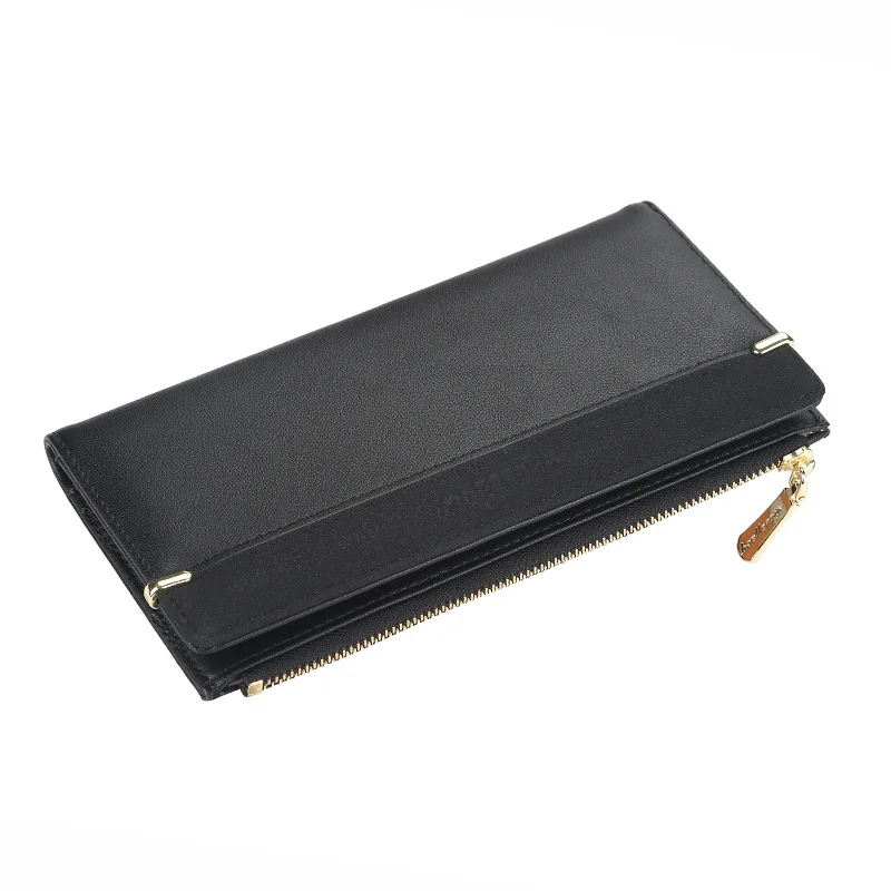 Black Designer Women Wallet Long Clutch Coin Purse Pu Leather Wallets For Women Purses Card Holder cartera mujer WWS308 - Цвет: Black