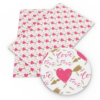 

David accessories 20*34cm Valentines Day Heart Faux Leather Fabric Love DIY Bow Bag Craft Faux Leather Sheets Material,1Yc9661