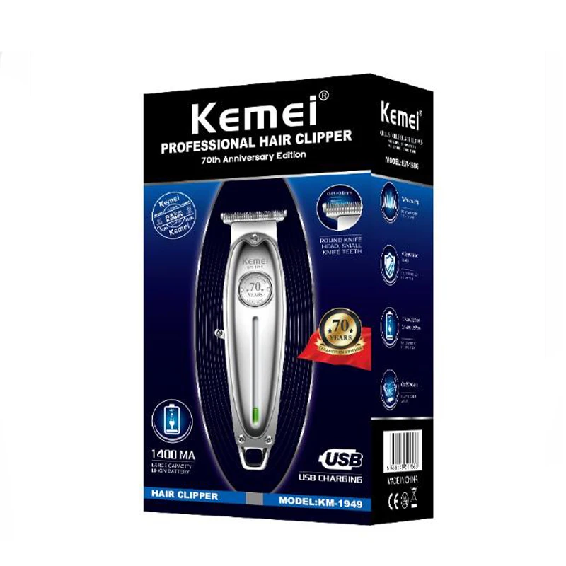 Kemei триммер для волос KM-1949 Беспроводная Профессиональная USB зарядка перезаряжаемая машинка для стрижки волос Машинка для стрижки