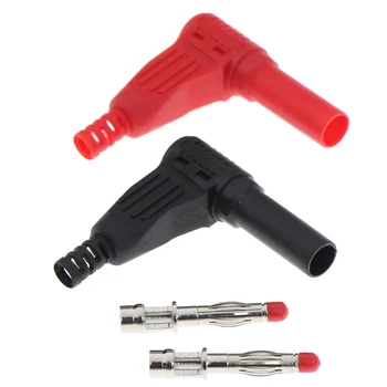 

2Pcs/1pair 4mm Male Right Angle Insulation Wire Solder Type DIY Banana Plug Connector Multimeter Test