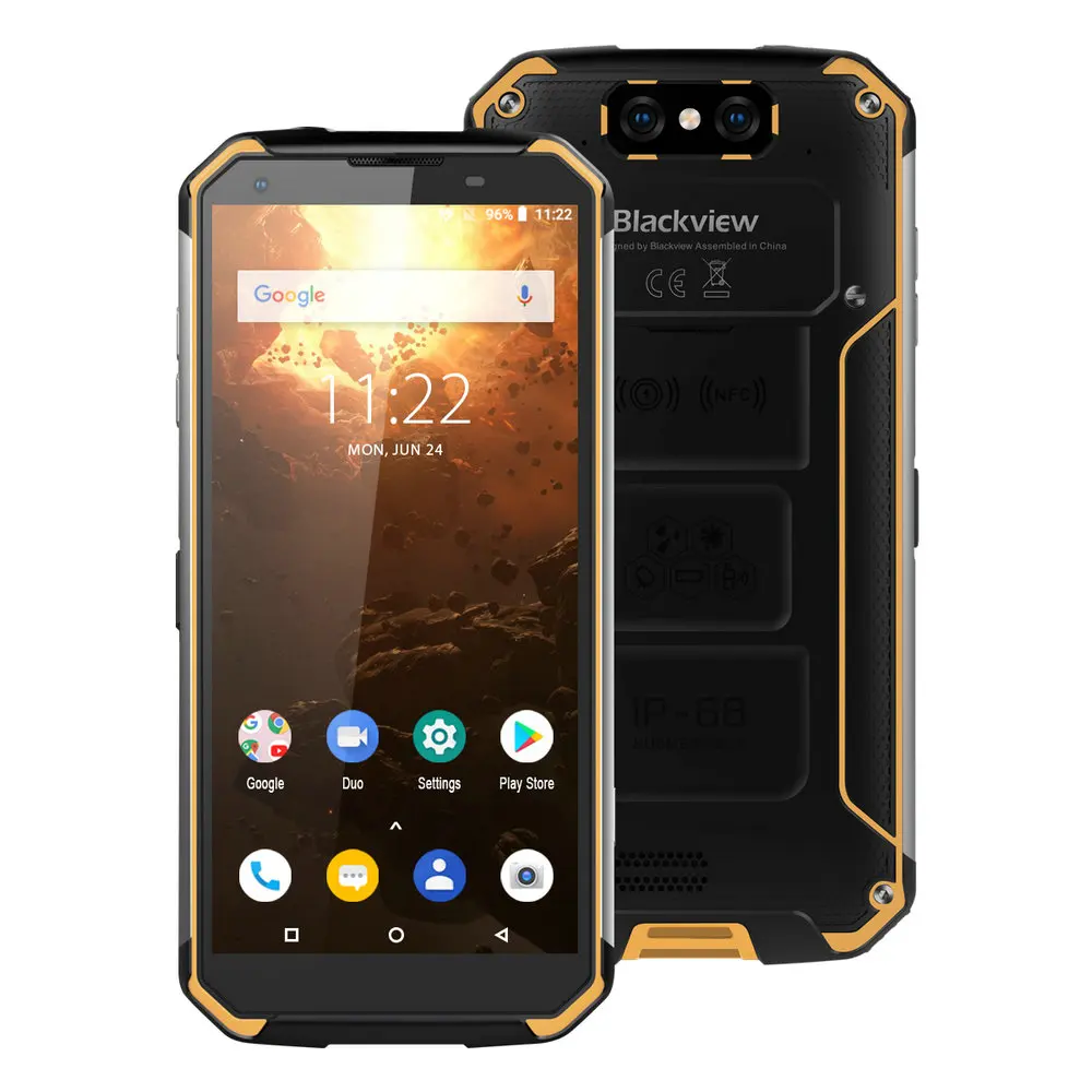 yellow Blackview BV9500 IP68 смартфон Водонепроницаемый 5,7 дюймов 18:9 MT6763T Octa Core 4 ГБ+ 64 ГБ двойной 16.0MP Камера Android 8,1 мобильный телефон - Цвет: yellow