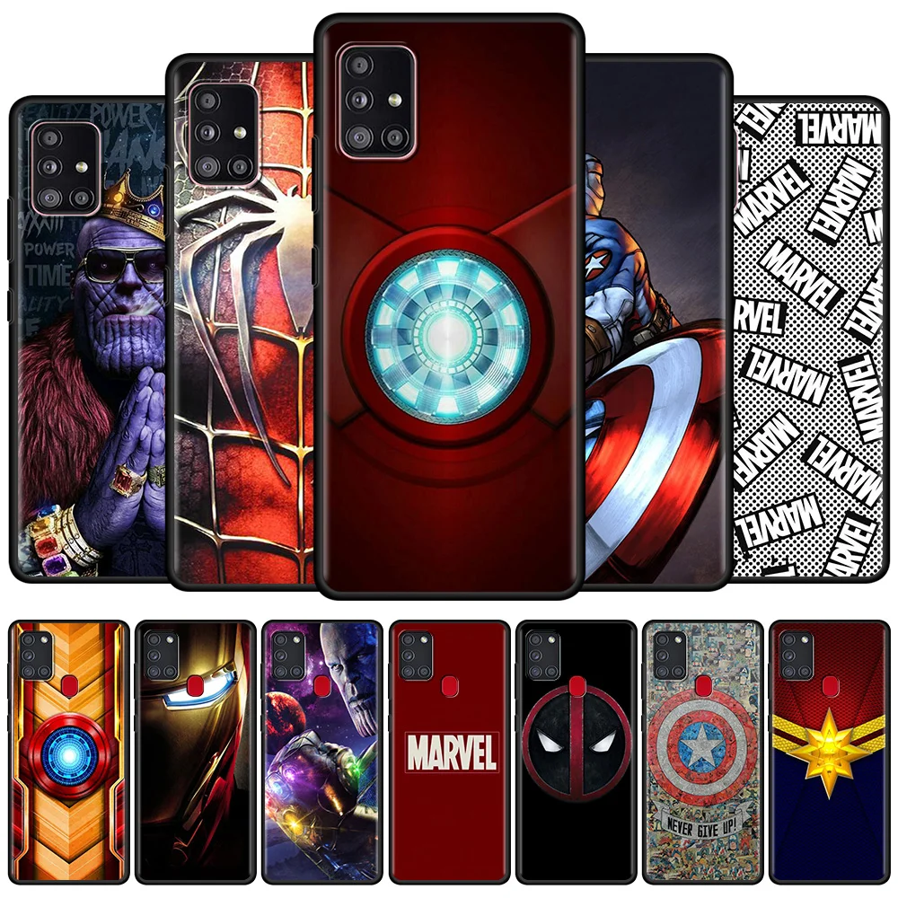 Чехол с логотипом героев Marvel Ironman для Samsung Galaxy A51 A12 A21s A71 A52 A31 A32 A02s A72 A11 A41 A22 A01 A02 A42 A91