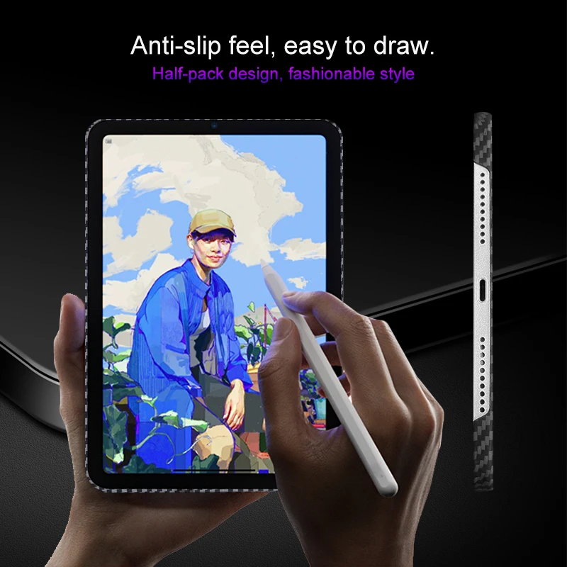 Acc-case de Carbono Real para Ipad Mini 8.3 Polegadas 2023 Ultra-fino e Leve Capa de Fibra de Carbono 2023 Novo Negócio Escudo Protetor - Imagem 4