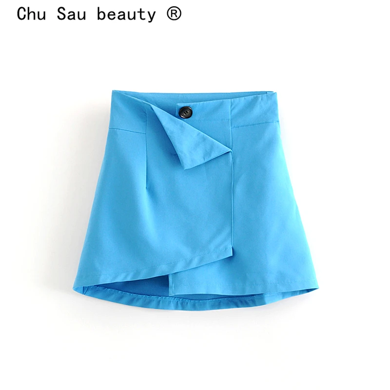 Chu Sau beauty Офисная Женская шикарная 3 цвета винтажная плотная мини-юбка Женская Повседневная Асимметричная легко застёгивающийся юбка vestidos mujer