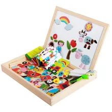 Puzzle magnétique en bois, figurine, animaux, véhicule, planche à dessin de cirque, boîte de 5 styles, jouet éducatif, boîte cadeau