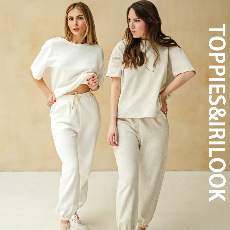 Tracksuits T-Shirts Pants-Set Short-Sleeve Two-Piece-Set Toppies Summer Woman Pencil-Pants