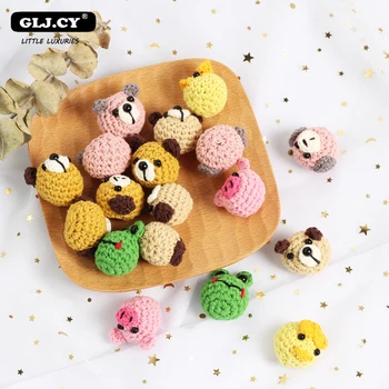 

GLJ.CY 2020 NEW Cartoon Animals Crochet Beads 5pcs DIY Nursing Necklace Accessories BPA Free Teether pacifier