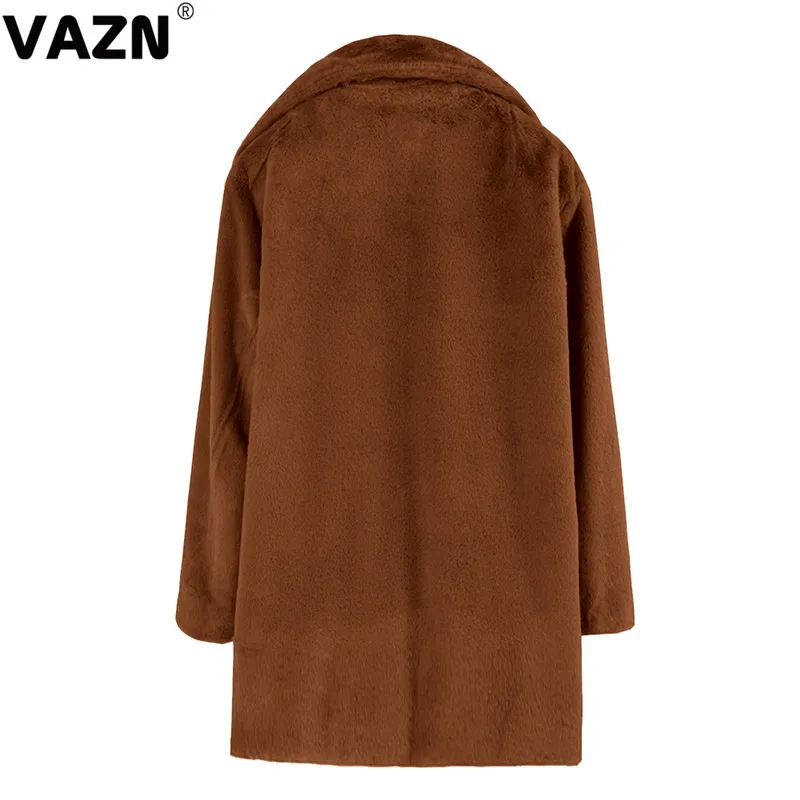 VAZN, шикарный дизайн, зима, сексуальные, женские, 4 цвета, одноцветные, плотные пальто, полный рукав, v-образный вырез, открытая строчка, шерстяные пальто, женское, теплое, новое пальто