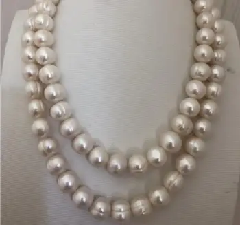 

Fashion jewelry Free Shipping gorgeous12-13mm south sea white pearl necklace 925silver
