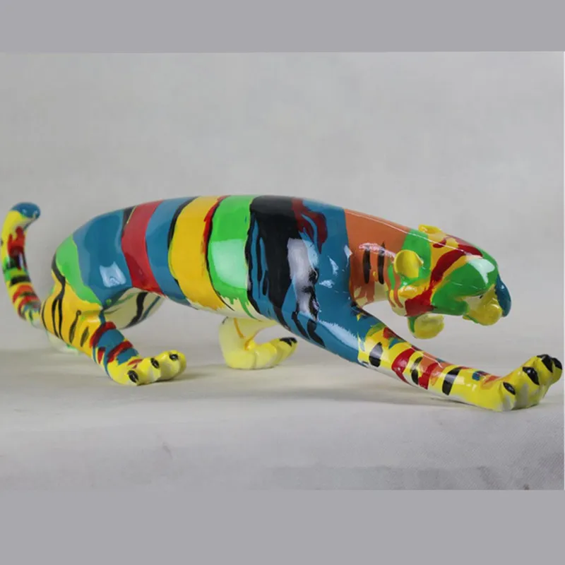 Цветной рисунок леопарда смолы Art&Craft фигурки Творческий моделирование абстракция животных домашний Декор Аксессуары X3542