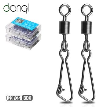 

DONQL 20pcs/lot Fishing Connector Barrel Rolling Swivels Snap 12#-2/0# For Fishhook Link Fishing Lure Accessories
