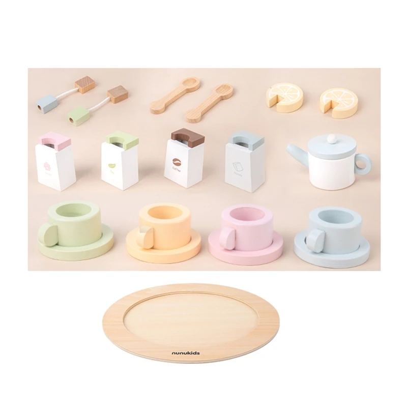 Nunukids Model Tea Party Set Tableware Learning Toy Pretend Game Realistic Kitchen Toy Dollhouse Accs Kids Funny Gift