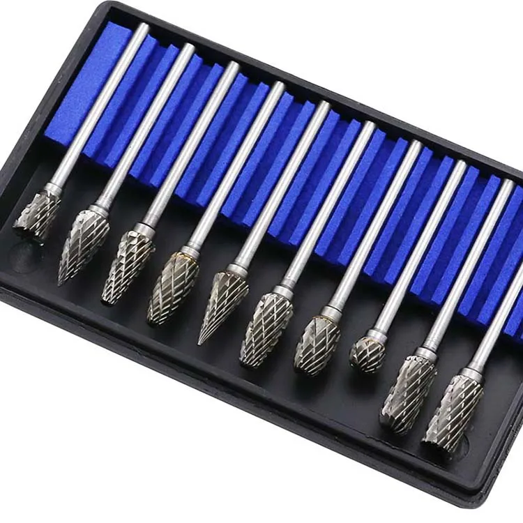 10pcs/set 3*6MM Double text Head Tungsten Carbide Rotary Tool Point Burr Die Grinder Abrasive Tools Drill Milling Engraving Bits