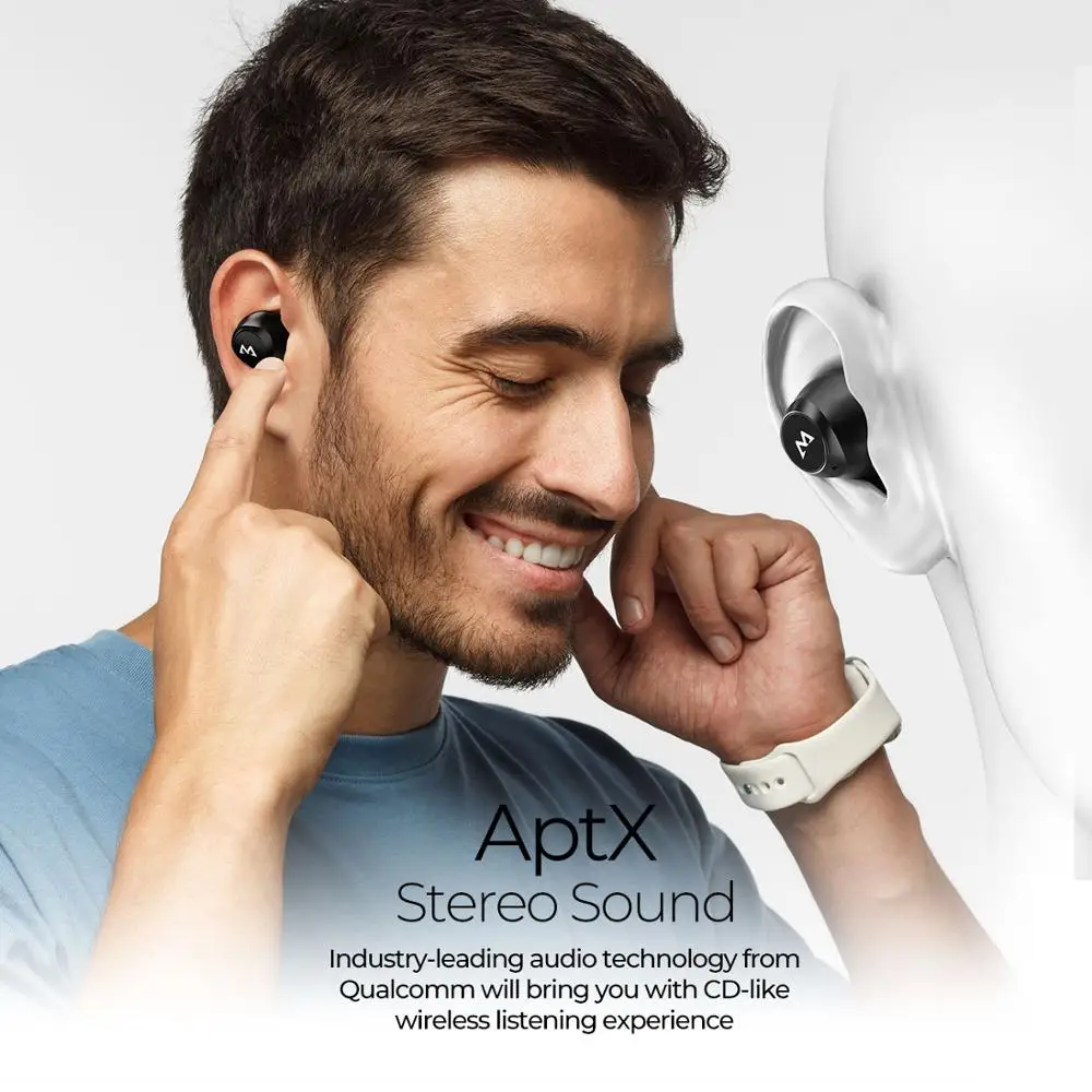 Наушники Mpow M20 Bluetooth 5 0 IPX7 водонепроницаемые беспроводные наушники вкладыши с aptX