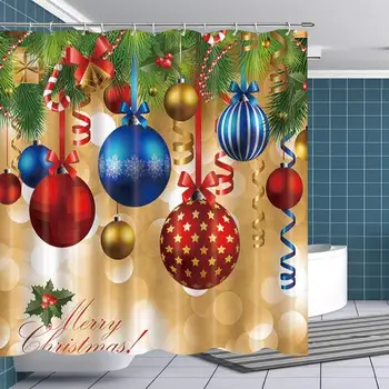 

Christmas Colourful Balloon Shower Curtain,100% Polyester Waterproof Mildew Proof Vivid Colour Kid Adult Shower Curtain with