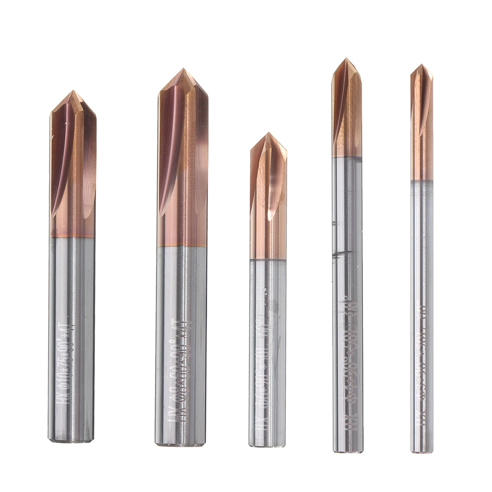 

DANIU 4 Flutes 90 Degree Chamfer Mill HRC60 3-12mm Tungsten Steel AlTiN Coating Milling Cutter New