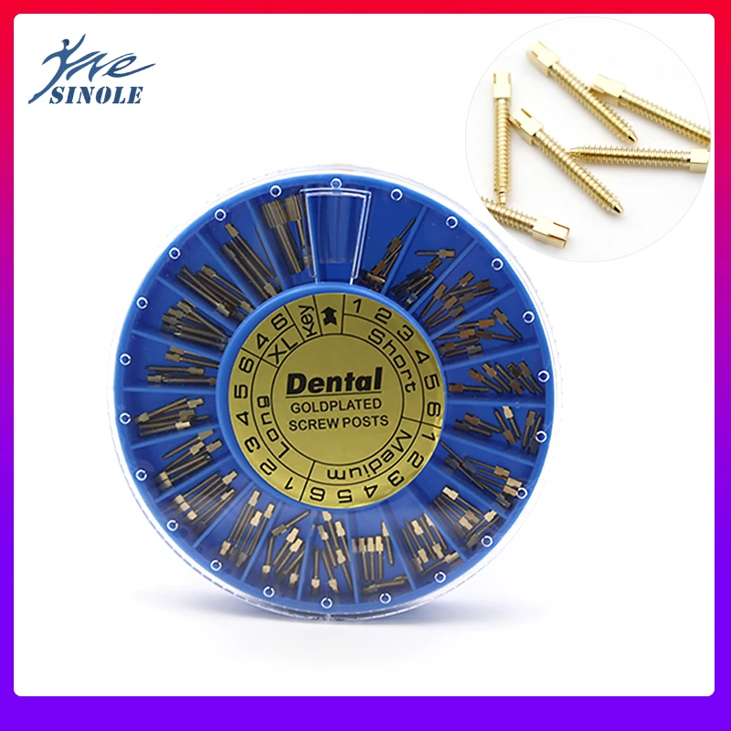 120pcs Dental Screw Posts Dental Gold Plated Screw Post Dental Material