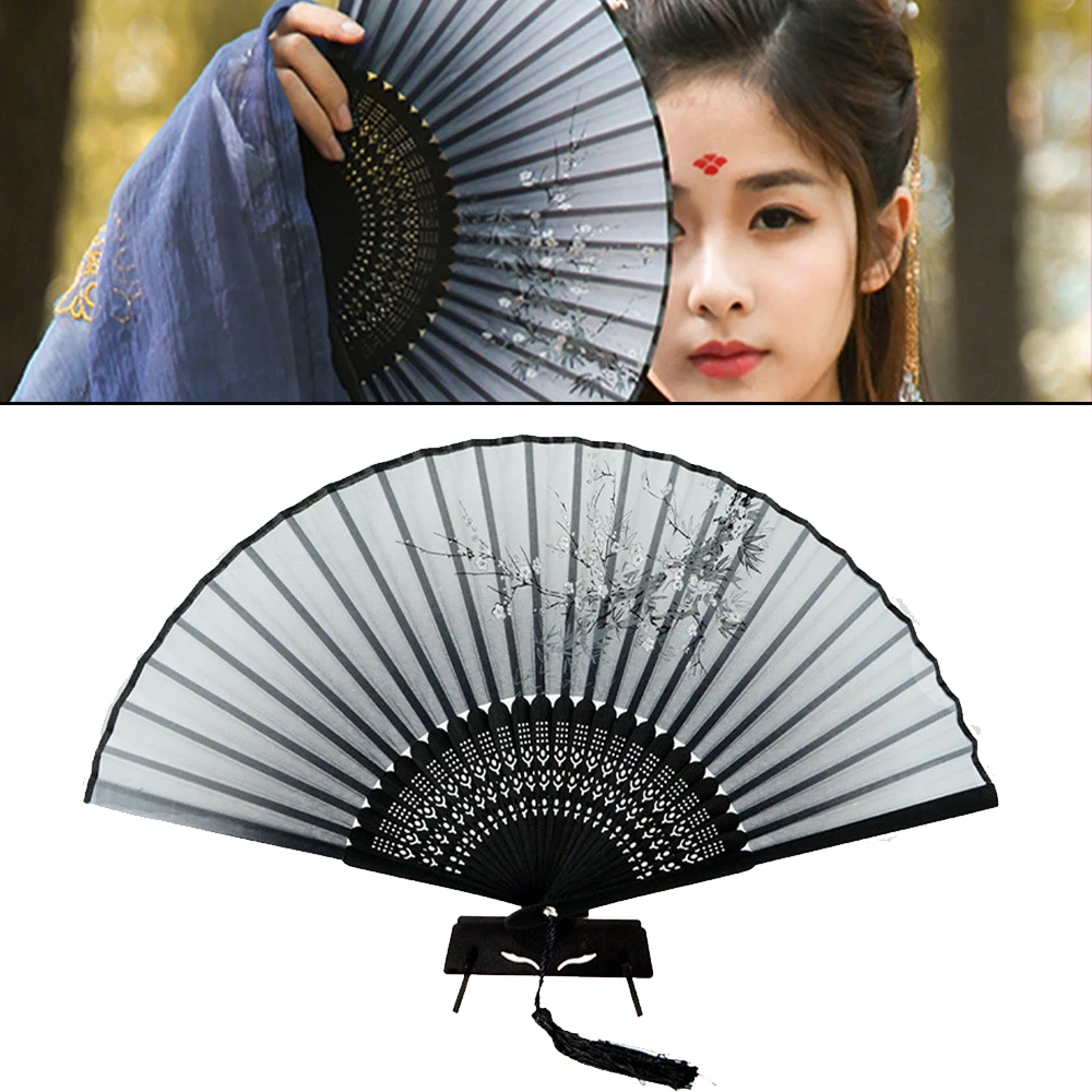 

Vintage Style Silk Folding Fan | Chinese Japanese Pattern, Handicraft, Gift, Home Decor, Dance Ornaments, Hand Fan