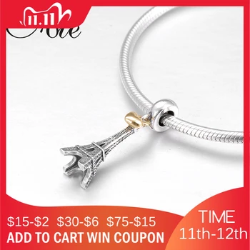 

PARIS Eiffel Tower shaped 925 Sterling Silver fashion gift fine Pendant Bead Fit Original European Charm Bracelet Jewelry making