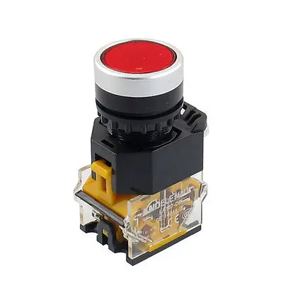 

415V 10A Red Sign Latching Push Button Switch 22mm 1 NO 1 NC