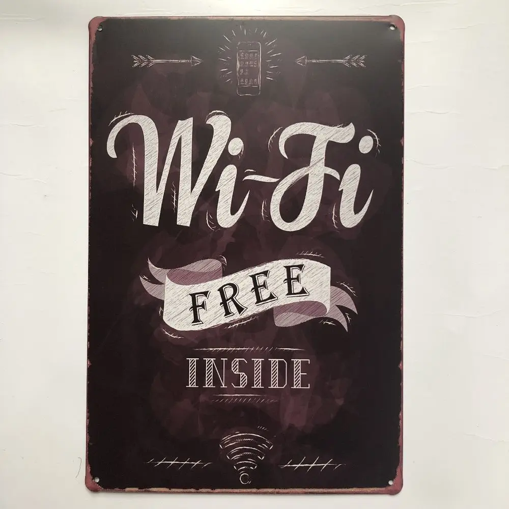 Бесплатный Wi Fi внутри классический фильм металлический плакат Женский винтажный
