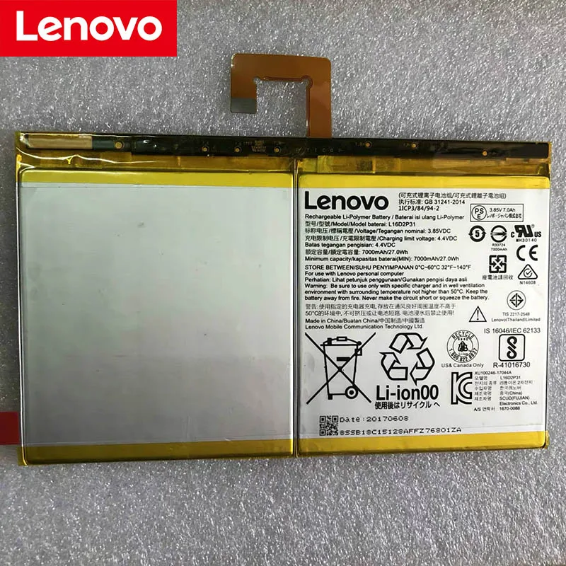 

LENOVO NEW Original 7000 mAh l16d2p31 Battery Lenovo TAB4 PLUS TB-X704F High Quality Battery + Tracking Number