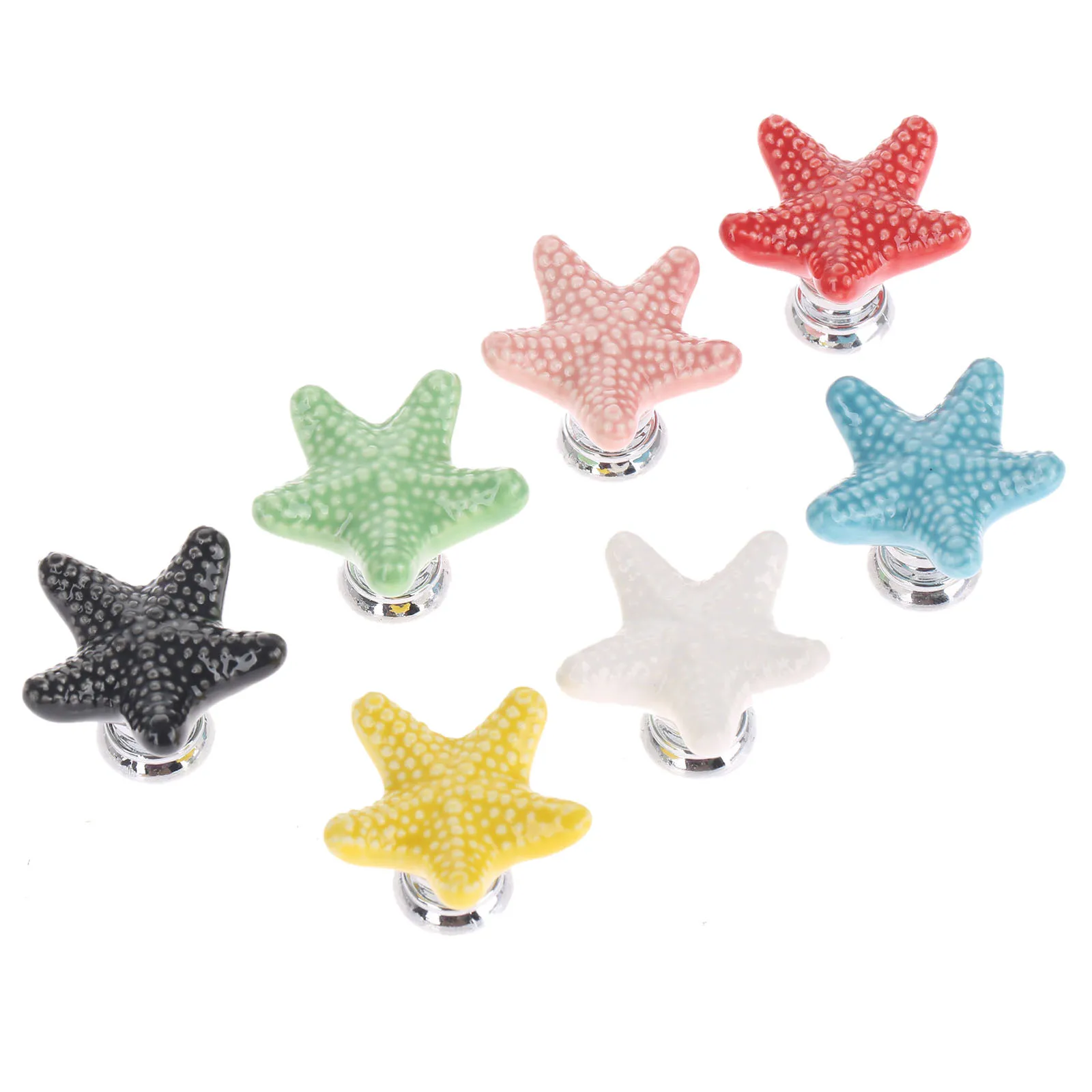 Furniture knobs 1x starfish ceramic drawer knobs cabinet pulls kitchen cupboard handles decorative furniture knob