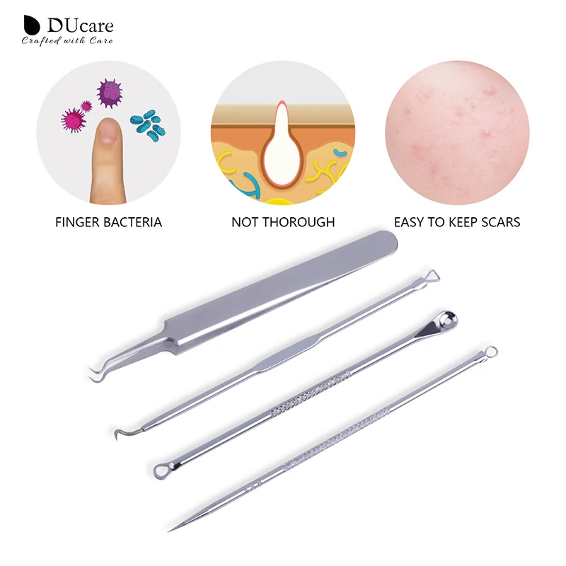 DUcare 4PCS Acne Blackhead Removal Needles Stainless Steel Pimple Extractor Comedone Cleaner Skin Clean Care Tools Kit DUcare 4PCS Acne Blackhead Removal Needles Stainless Steel Pimple Extractor Comedone Cleaner Skin Clean Care Tools Kit
