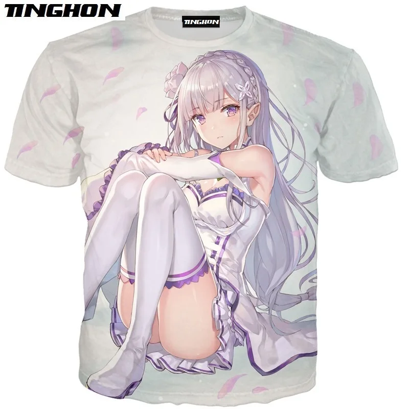 XS 7XL аниме Re:zero Twin Rem косплэй 3D печати для мужчин и женщин летняя одежда футболка с