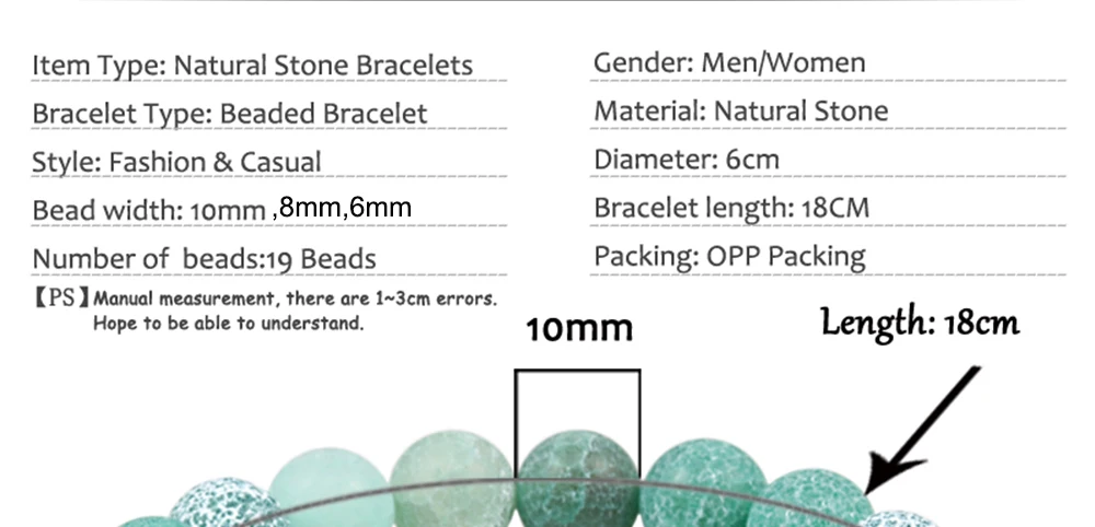 10MM 8MM 6MM Reiki Natural Stone Beaded Bracelet Weathered Strand Bracelets Bangles Chakra Men Women Jewelry Match Gift 4 Colors